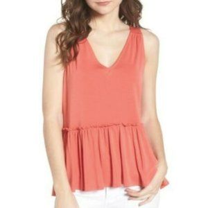 Chelsea28 Orange Sleeveless Ruffle Peplum …